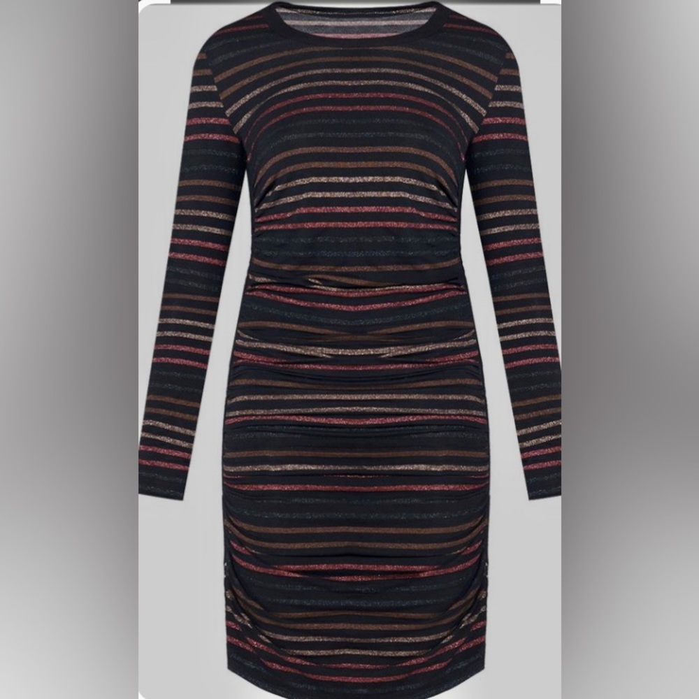 Veronica Beard Jeans brand Daphne black striped jersey dress.